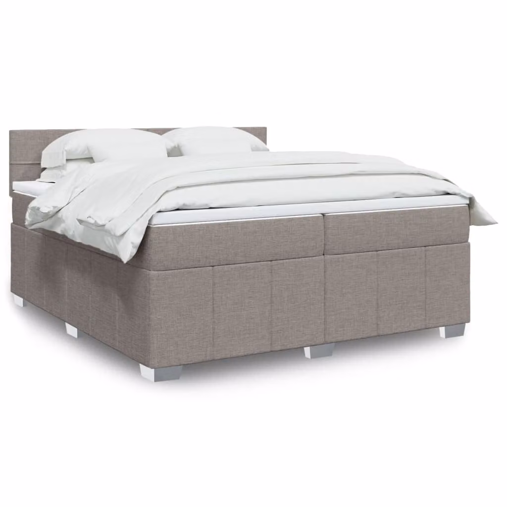 vidaXL Giroletto a Molle con Materasso Ibrido in Tessuto Beige e Bianco, L/P: 200 x 200 cm