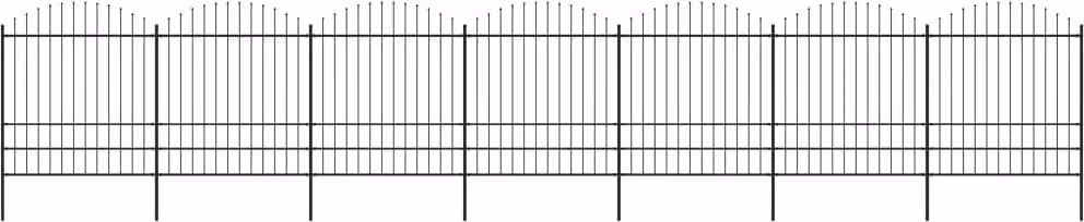 Recinzione da Giardino con Punta a Lancia in Acciaio 1248x200 cm Nero