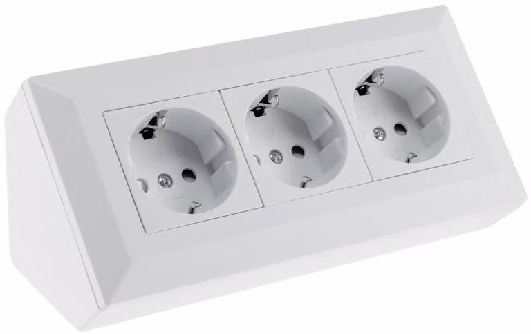 Blocco prese a 3 vie ChiliTec, bianco opaco 250V~/ 16A, montaggio a parete