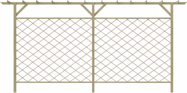 Pergolato da giardino vidaXL in legno impregnato con recinzione in lattice intrecciato, colori verde e beige, L: 335 cm, H: 200 cm