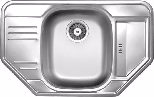 Lavello angolare Novaservis 49x78 con gocciolatoio e troppopieno in acciaio inox