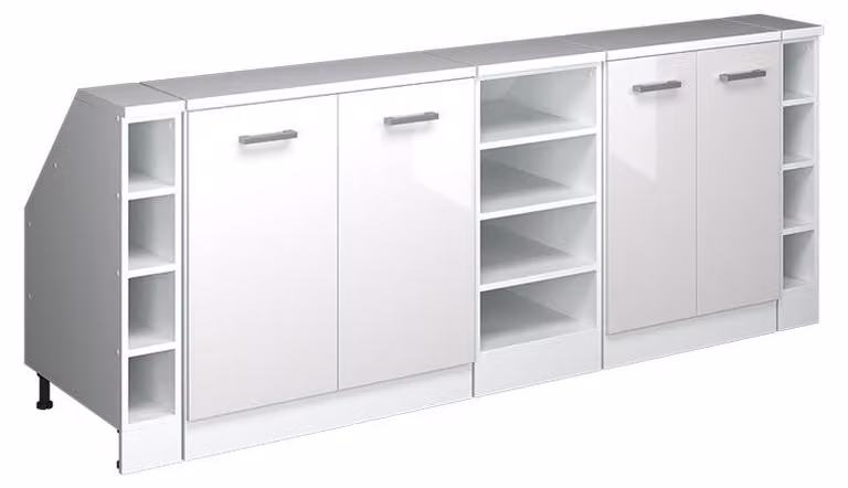 Mobile cucina sottotetto Vicco R-Line Bianco lucido 210 cm Set di 5 carcasse armadio profondità 60 cm, Model 60185