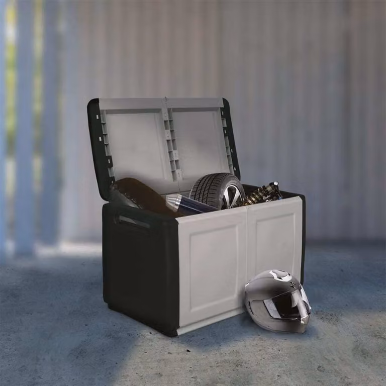 vidaXL Cassetta portaoggetti da giardino 96x53x57 cm 230 L Grigio scuro Nero - Cassetta portaoggetti da giardino - Cassetta da giardino - Cassette da giardino