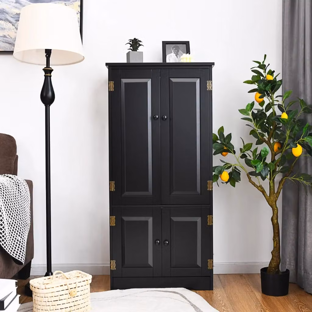 Armadio a muro Design Mania con ante a battente e ripiani interni in legno nero opaco L 123 cm x P 31,5 cm x H 58,5 cm – 2