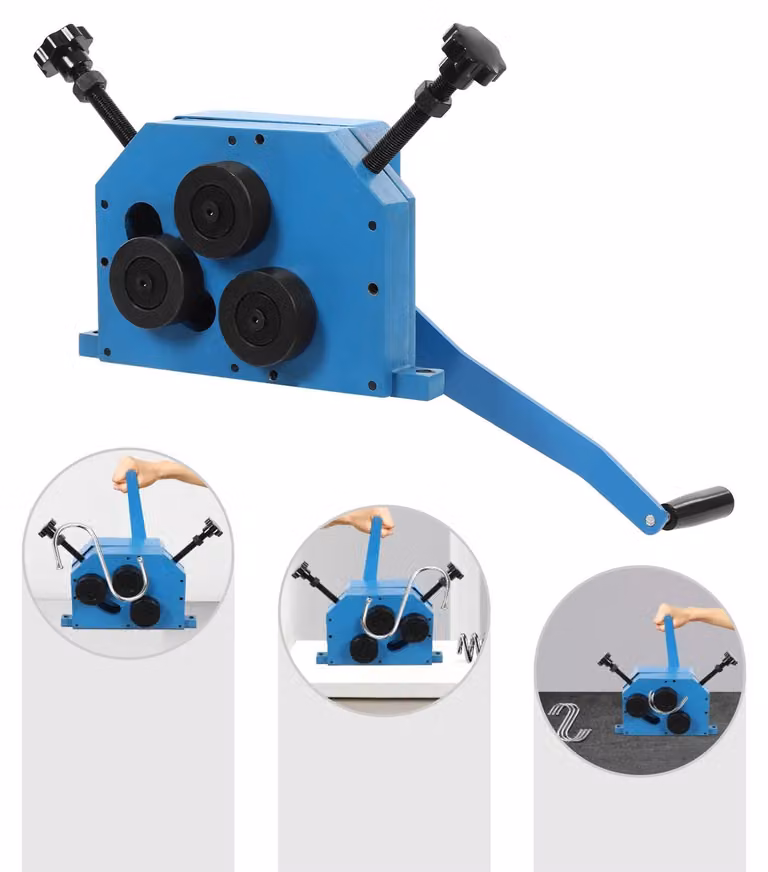 Piegatrice circolare per metalli - Rullo per lamiera - Angolo di piegatura 360° - Manuale - Glow Blue