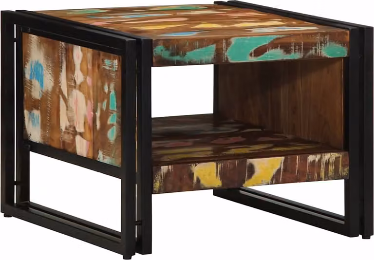 Tavolino Salotto Multicolore 50x50x38cm Legno Massello Recupero