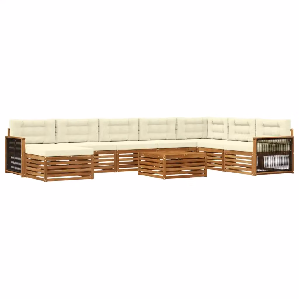 Set di divani da esterno vidaXL in legno di acacia con cuscini, colore marrone e beige – 2