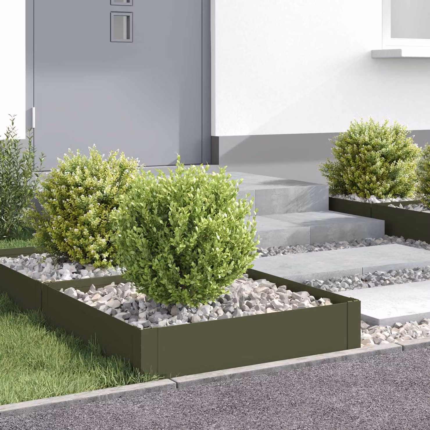 Set di 4 bordure per prato vidaXL in acciaio colore verde oliva L 60 x P 60 x H 20 cm