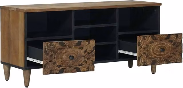 Mobile TV moderno DESIGN IN in legno di mango massello marrone L: 100 cm, P: 33,5 cm, H: 46 cm – 1