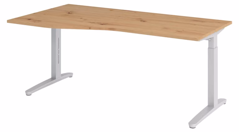 Scrivania bümö serie XB - Struttura: argento, finitura: rovere nodoso, dimensioni: 180 x 100 cm