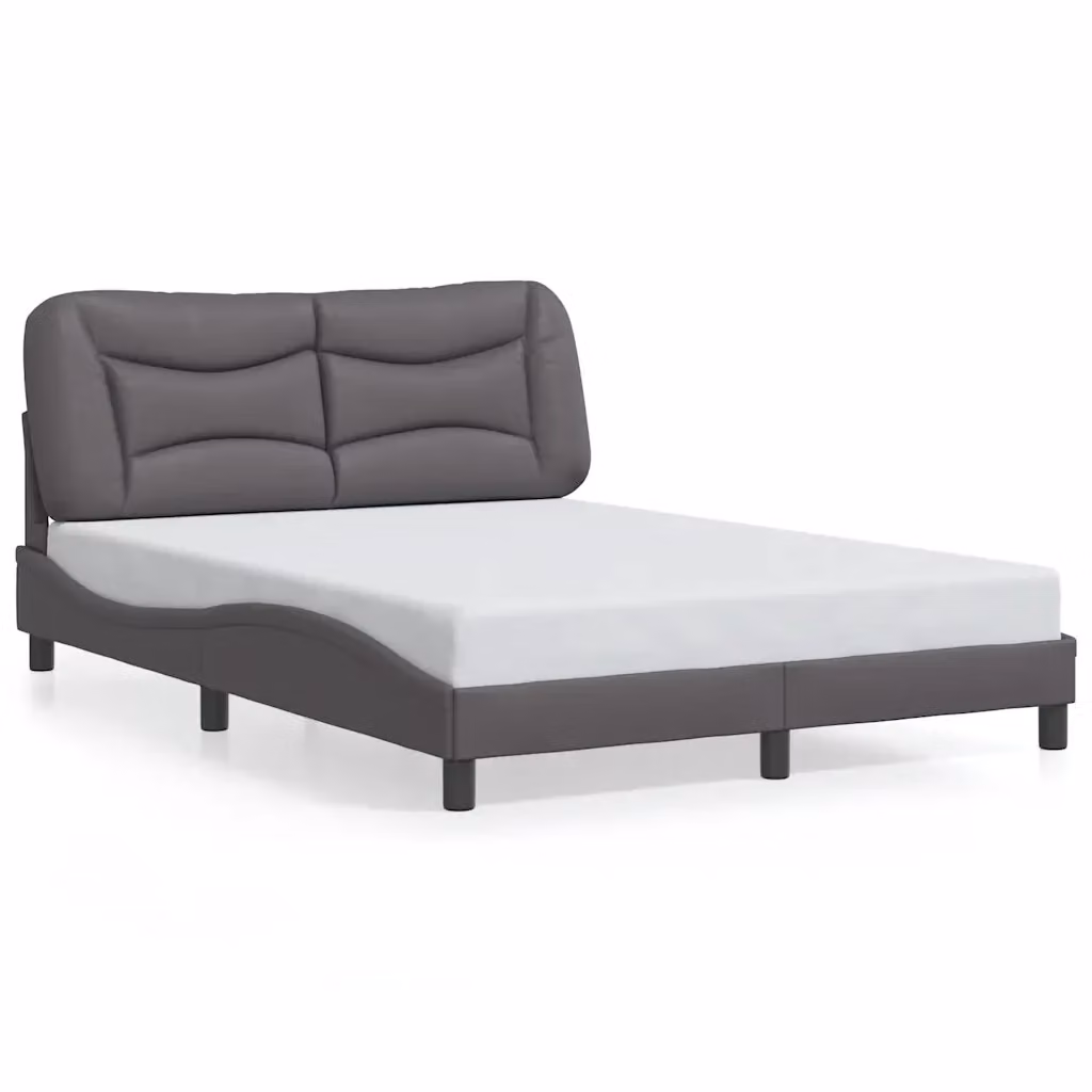Giroletto senza materasso Hvar vidaXL in similpelle grigia, L 140 x P 200 cm – 2