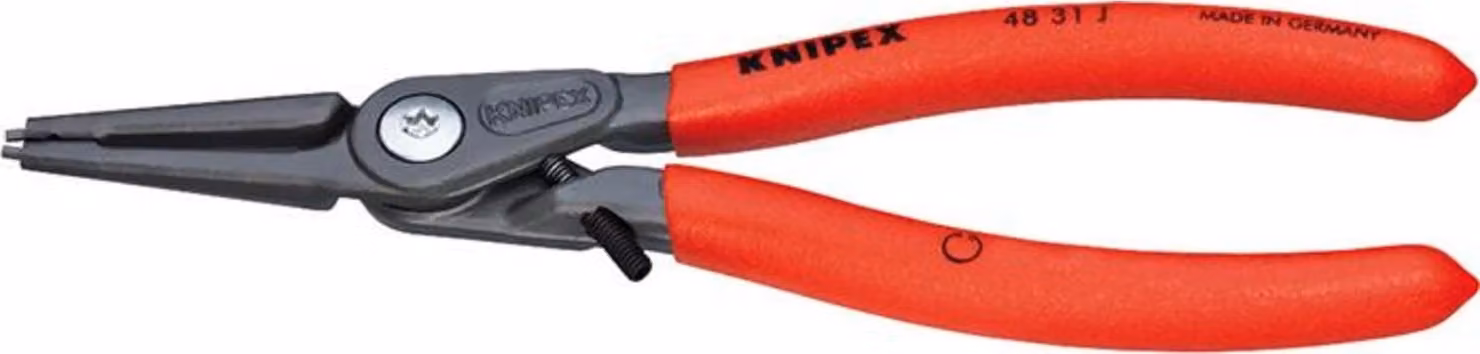KNIPEX 48 31 J2 Pinza di precisione per anelli interni in fori forati con protezione antitrazione rivestita in plastica antiscivolo grigia atramentata 180 mm
