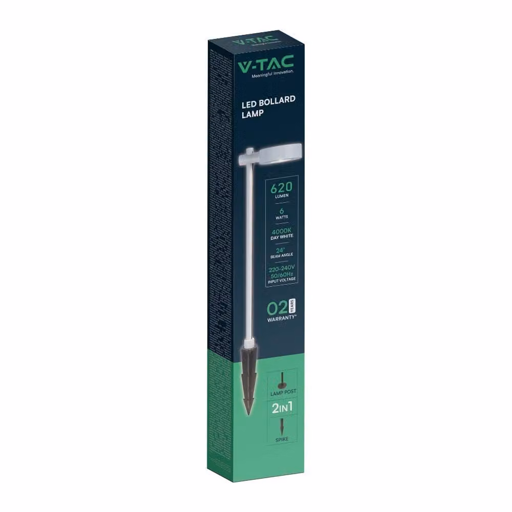 V-TAC VT-11107 Lampada led da Giardino con picchetto lampioncino viale segnapassi 6W colore bianco h102cm luce 4000k IP65 sku 6837