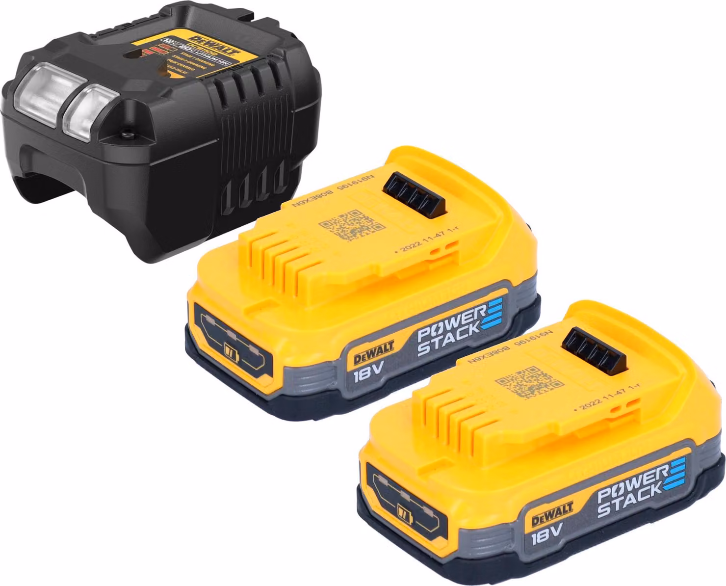 DeWalt DCB 1102 E2 Battery Starter Set 18 V con 2x batteria Powerstack 1,7 Ah + caricatore DCB 1102
