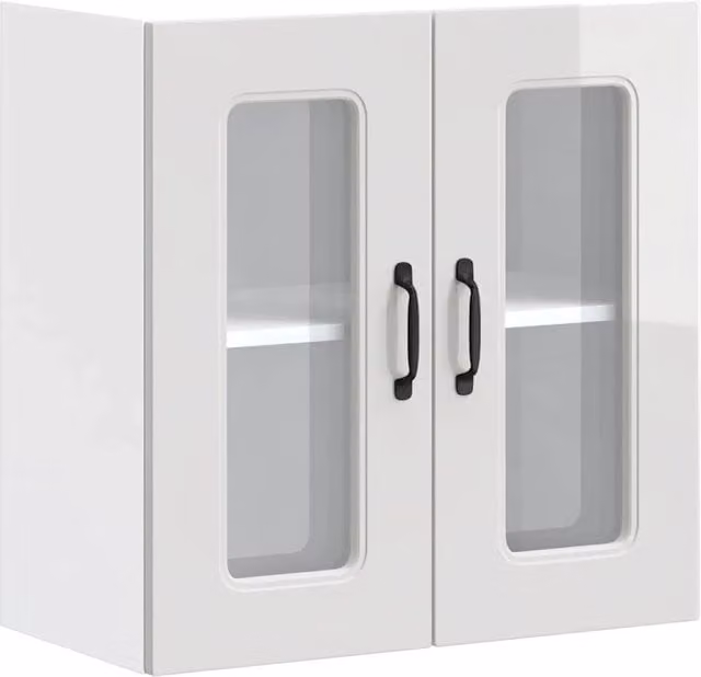 Pensile da cucina dal design moderno ottimizzato per lo spazio 60 x 31 x 60 cm in legno composito bianco lucido 02_0050044