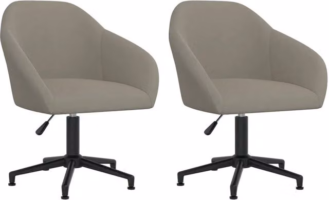 Set di 2 sedie da pranzo girevoli VIDAXL in velluto grigio con base in metallo per soggiorno e cucina – 1