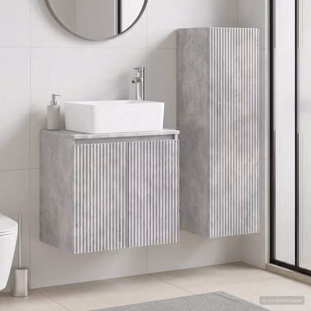Set di mobili per il bagno 2 pz Grigio Cemento 3406126