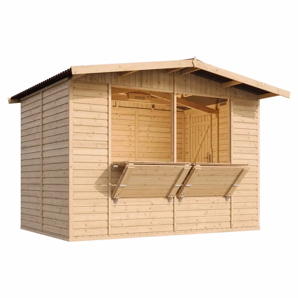 Chiosco da giardino in legno TIMBELA M150 marrone stile rustico L: 336 cm, P: 263 cm, H: 232 cm – 2
