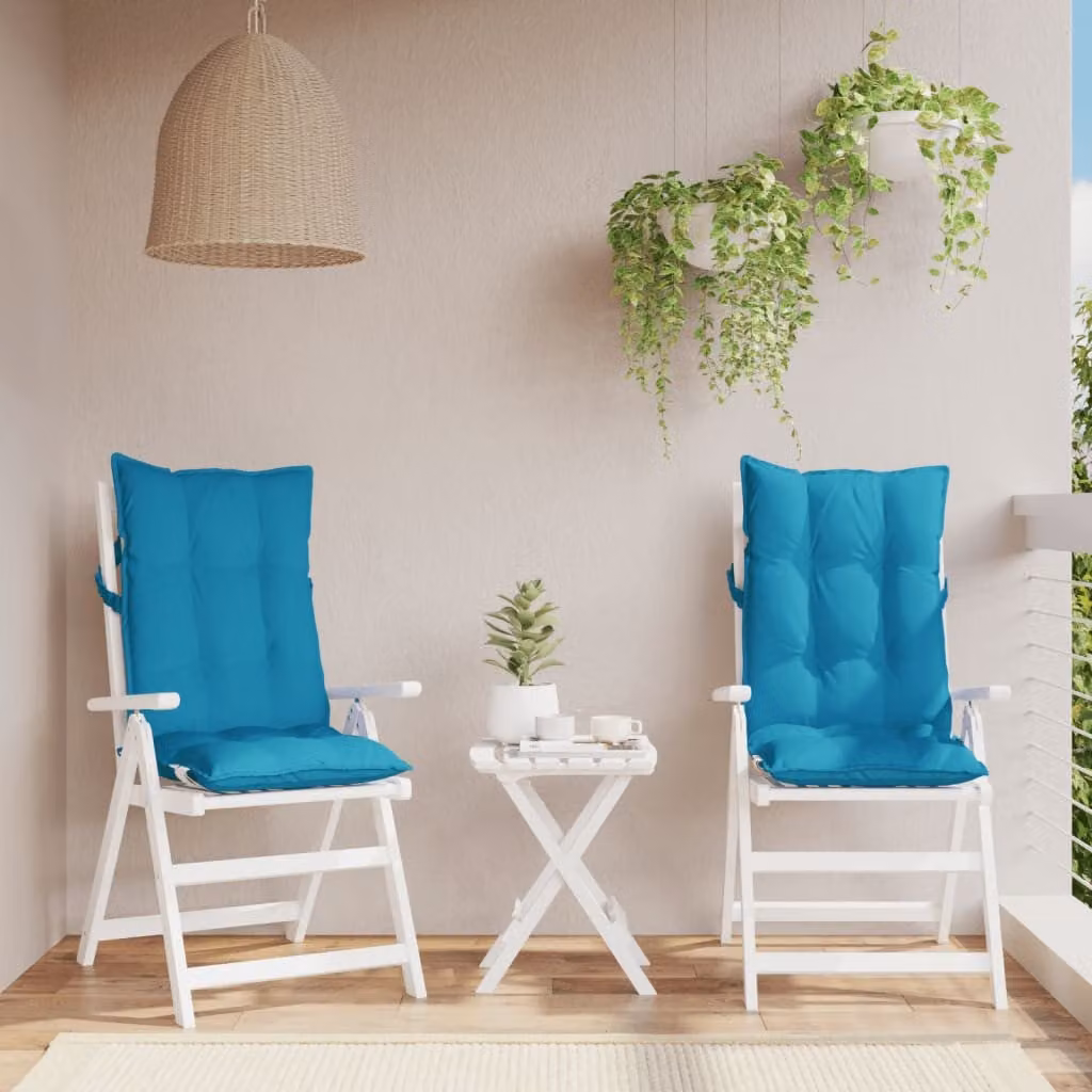 Set di 2 cuscini per sedia con schienale alto vidaXL in tessuto Oxford blu chiaro, idrorepellenti e traspiranti