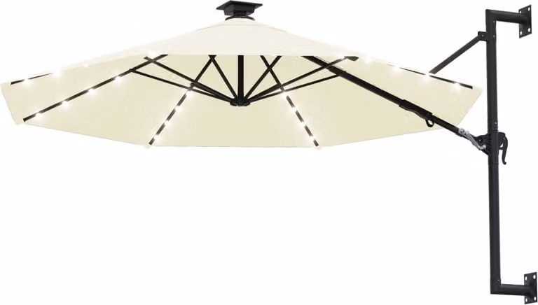 Ombrellone da Giardino a Parete con LED 300 cm Sabbia