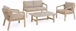 Set da esterno Bizzotto KALIMERA da 5 posti in alluminio verniciato e poliestere beige con cuscini inclusi