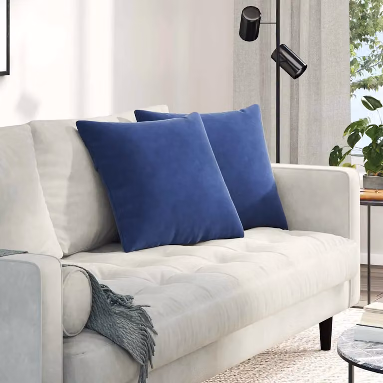 Set di 2 cuscini da divano quadrati vidaXL in tessuto a coste blu, L 50 cm x P 50 cm con fodera rimovibile