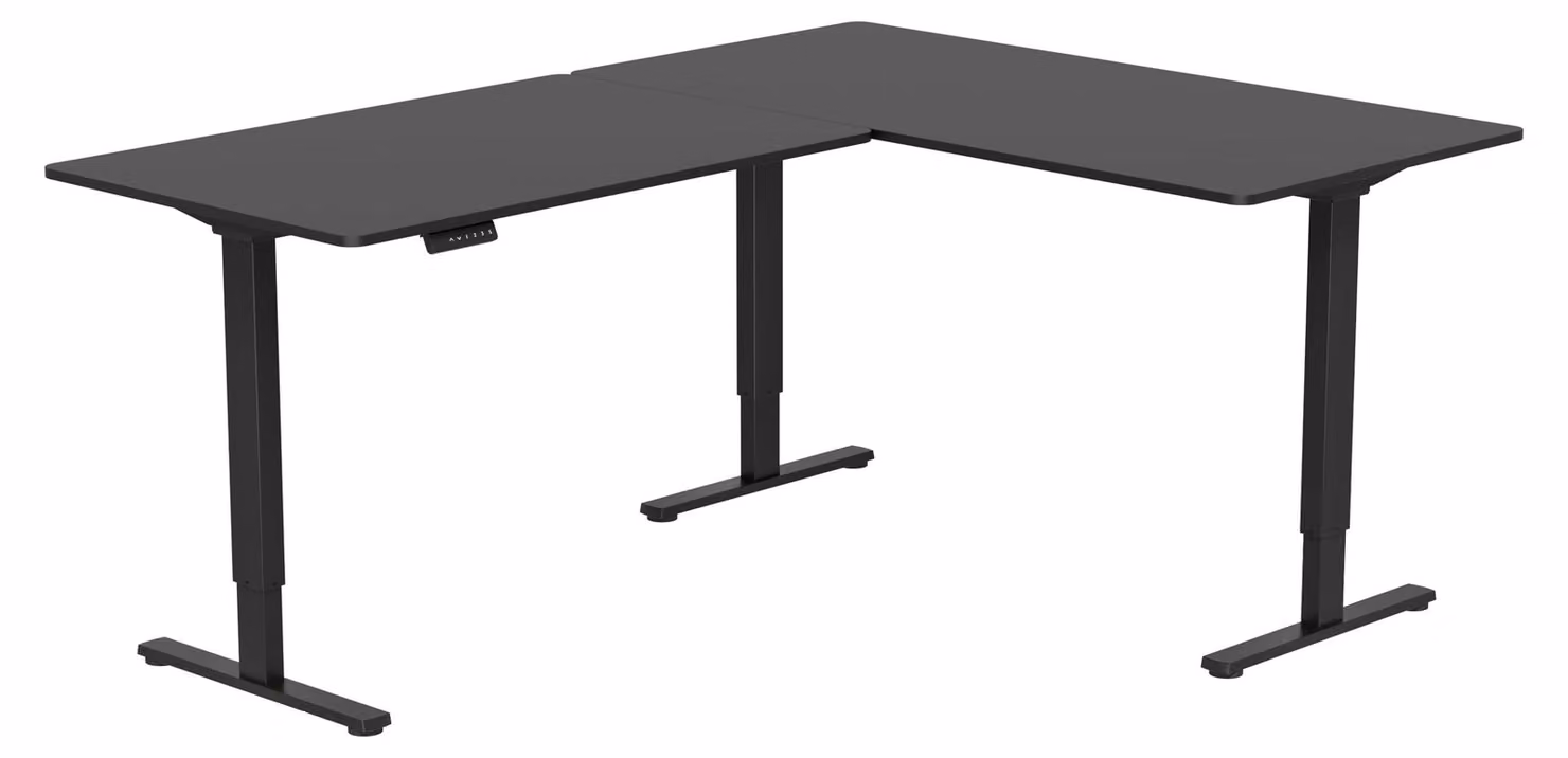 Scrivania regolabile in altezza elettricamente, con funzione di memoria - 100x60 cm - MDF - Colore: nero - Ufficio