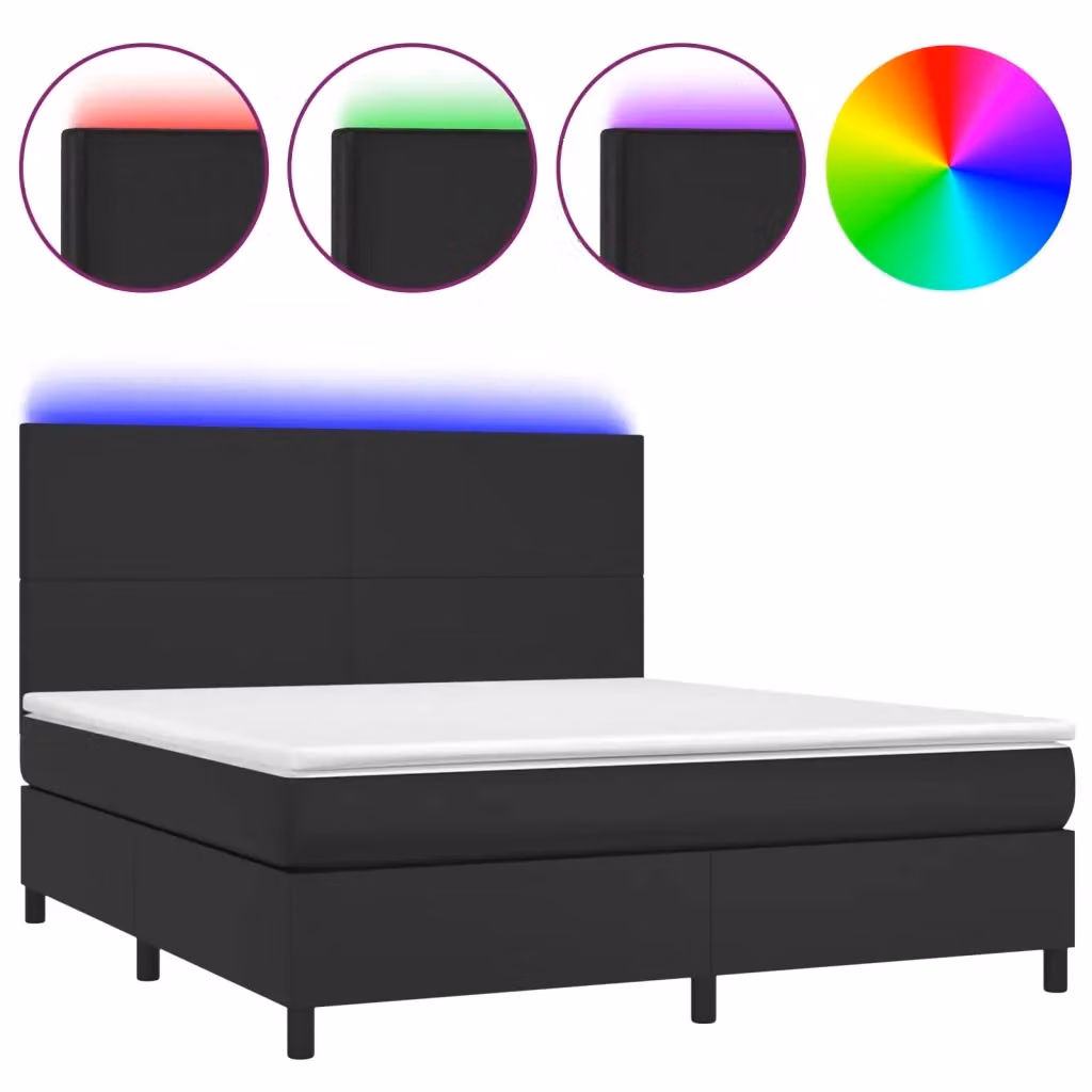 Letto a molle con materasso vidaXL in similpelle nero L 180 x P 200 cm con illuminazione LED e porta USB – 2