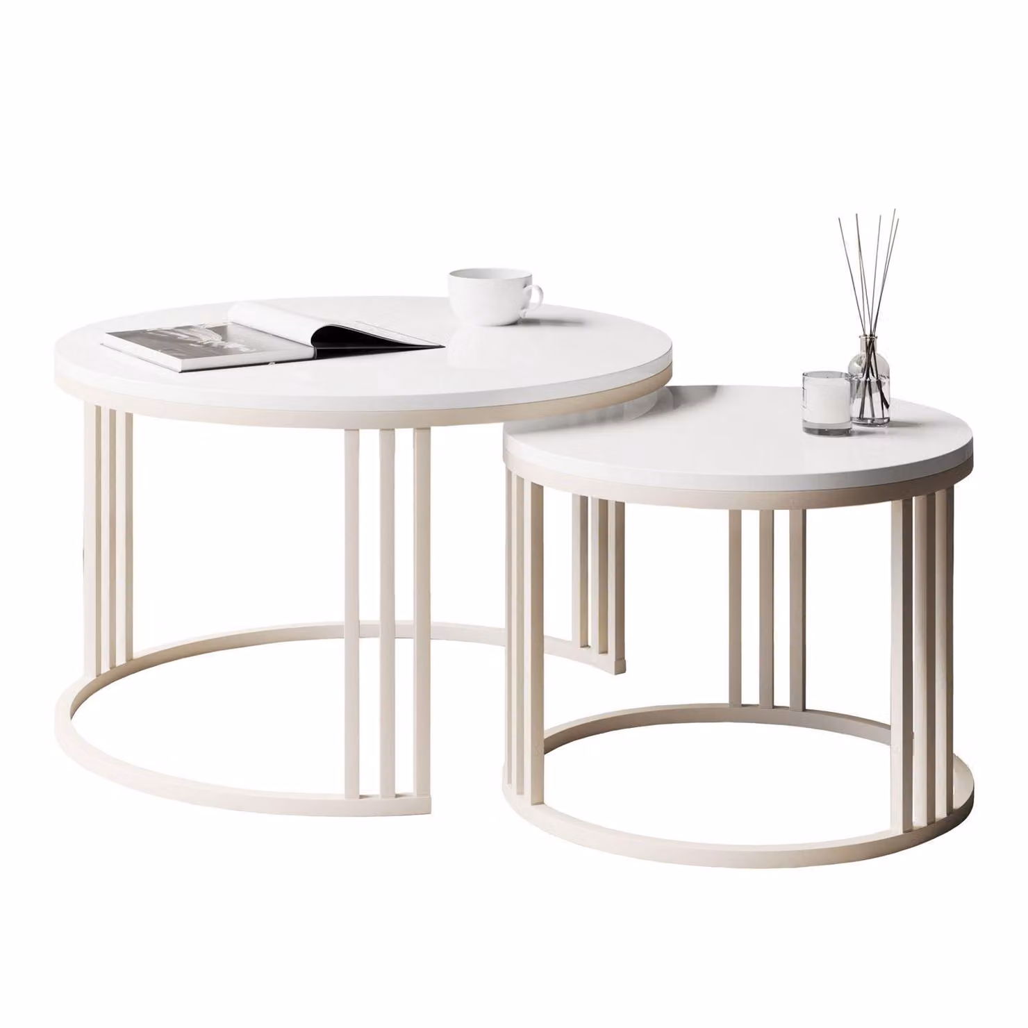 Set di tavolini da salotto tavolino da caffè tavolino da divano tavolino da salotto struttura in cachemire bianco