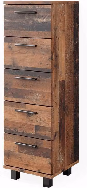 Mobiletto bagno Vicco Ilias in rovere rustico marrone con 5 cassetti L: 30 cm, H: 95 cm