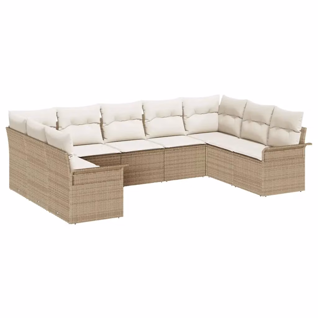 Set Divano da Giardino a L vidaXL in Polyrattan Beige con Cuscini e Struttura in Acciaio – 2