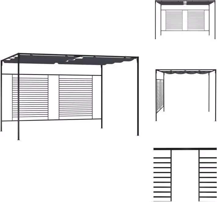 vidaXL Padiglione con tetto estensibile 4x3x2,3 m antracite 180 g/m² - Padiglioni e tende per feste