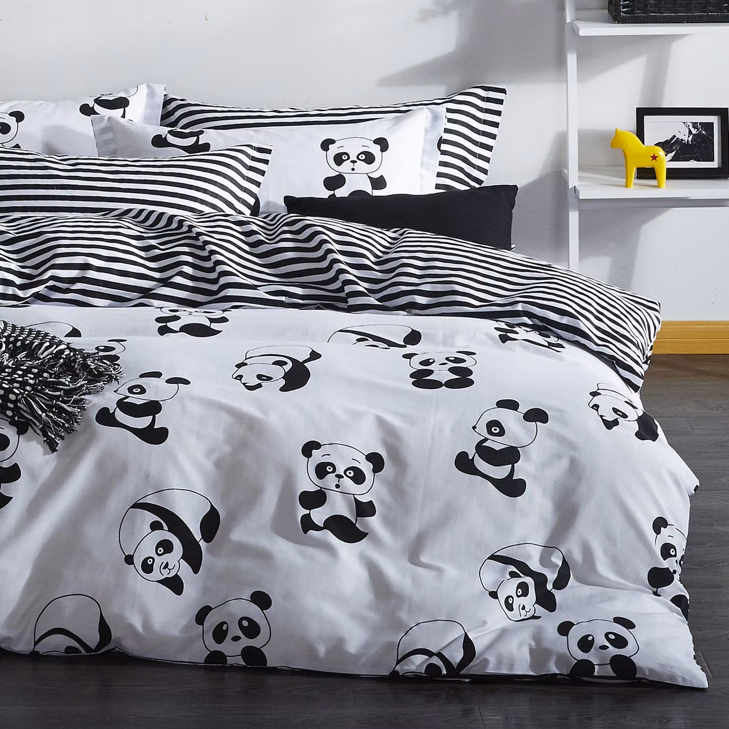 L'Essentiel Linge de Maison, Panda- ELR2128, Nero, Bianco, Copriletti, 65% cotone / 35% poliestere