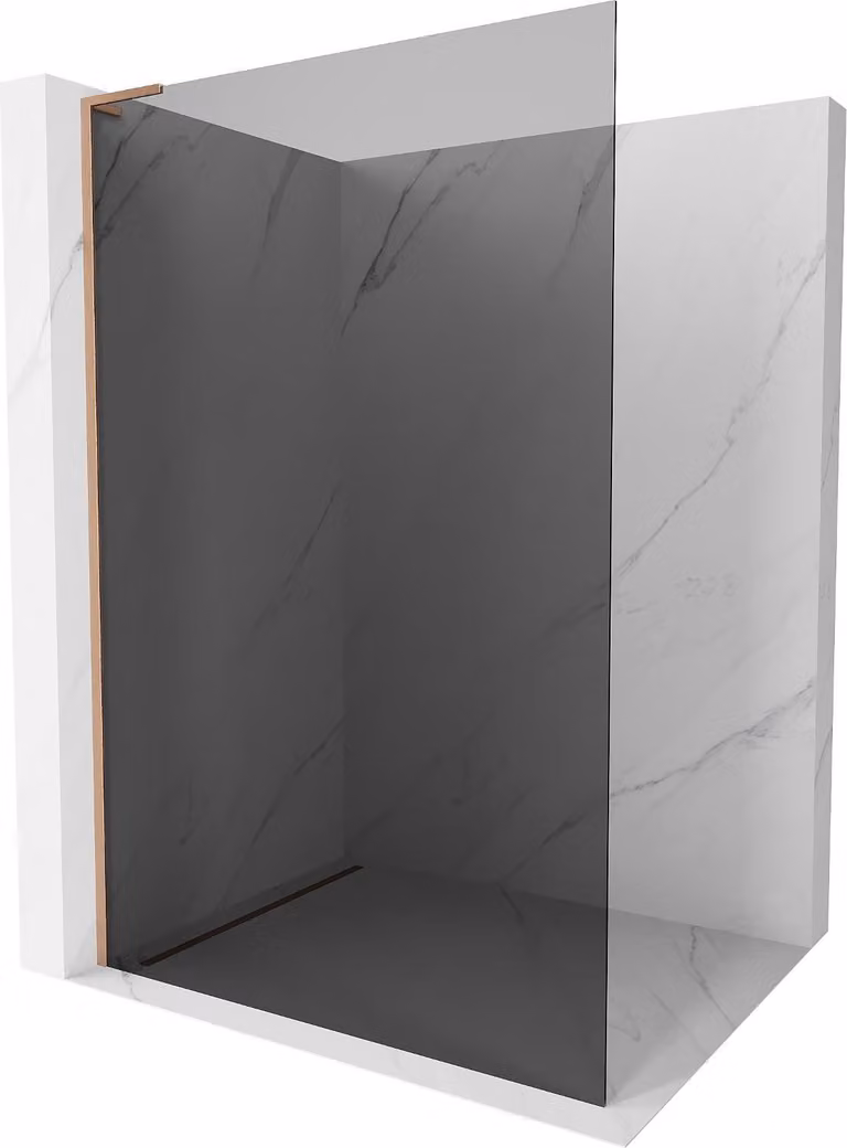 Mexen Kioto L parete doccia Walk-in 100 x 200 cm, grafite, rame spazzolato - 800-100-103-65-40
