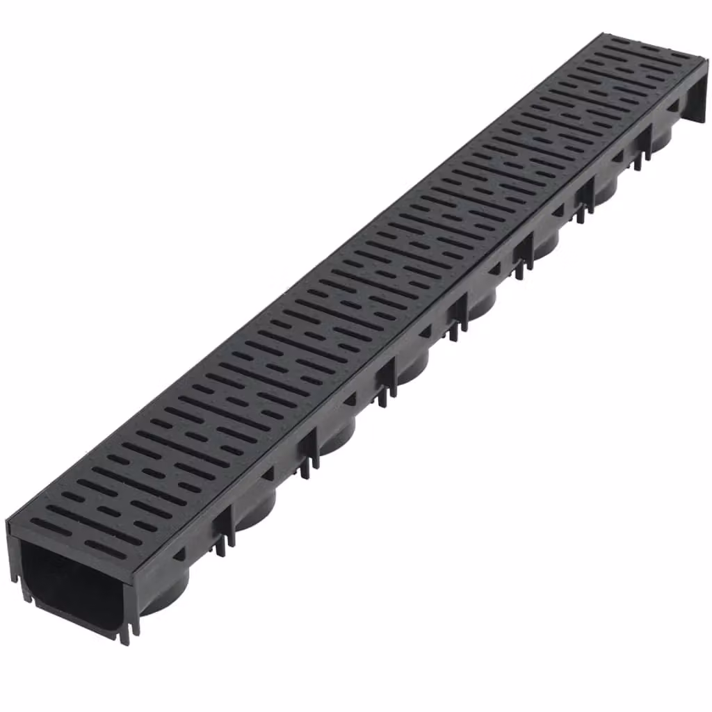 Set di 12 canali di drenaggio in plastica nera, lunghezza totale 12 m – 2