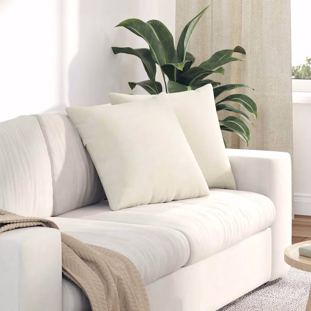 Set di 2 cuscini da divano quadrati vidaXL in tessuto a coste beige, L 50 cm x P 50 cm x H 50 cm