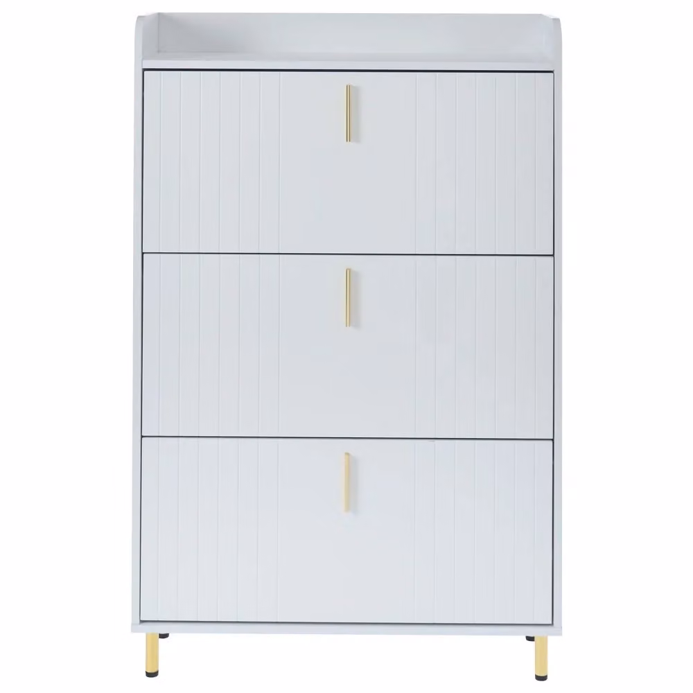Scarpiera salvaspazio Minimal con 6 scomparti Bianco e Oro per ingresso e camera da letto L: 80 cm, P: 23.5 cm, H: 123.5 cm – 2