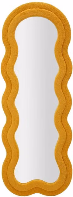 Specchio da Muro Teddy Senape 40x4x160 cm in MDF e Poliestere e Specchio Senape
