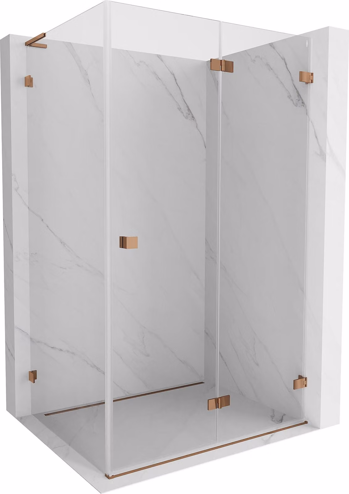 Mexen Lunar-F L cabina doccia richiudibile destra 95 x 80 cm, trasparente, oro rosa - 836L-095-080-60-00-P