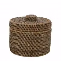 H&H Contenitore Tondo Con Coperchio In Rattan Cm 20Xh17