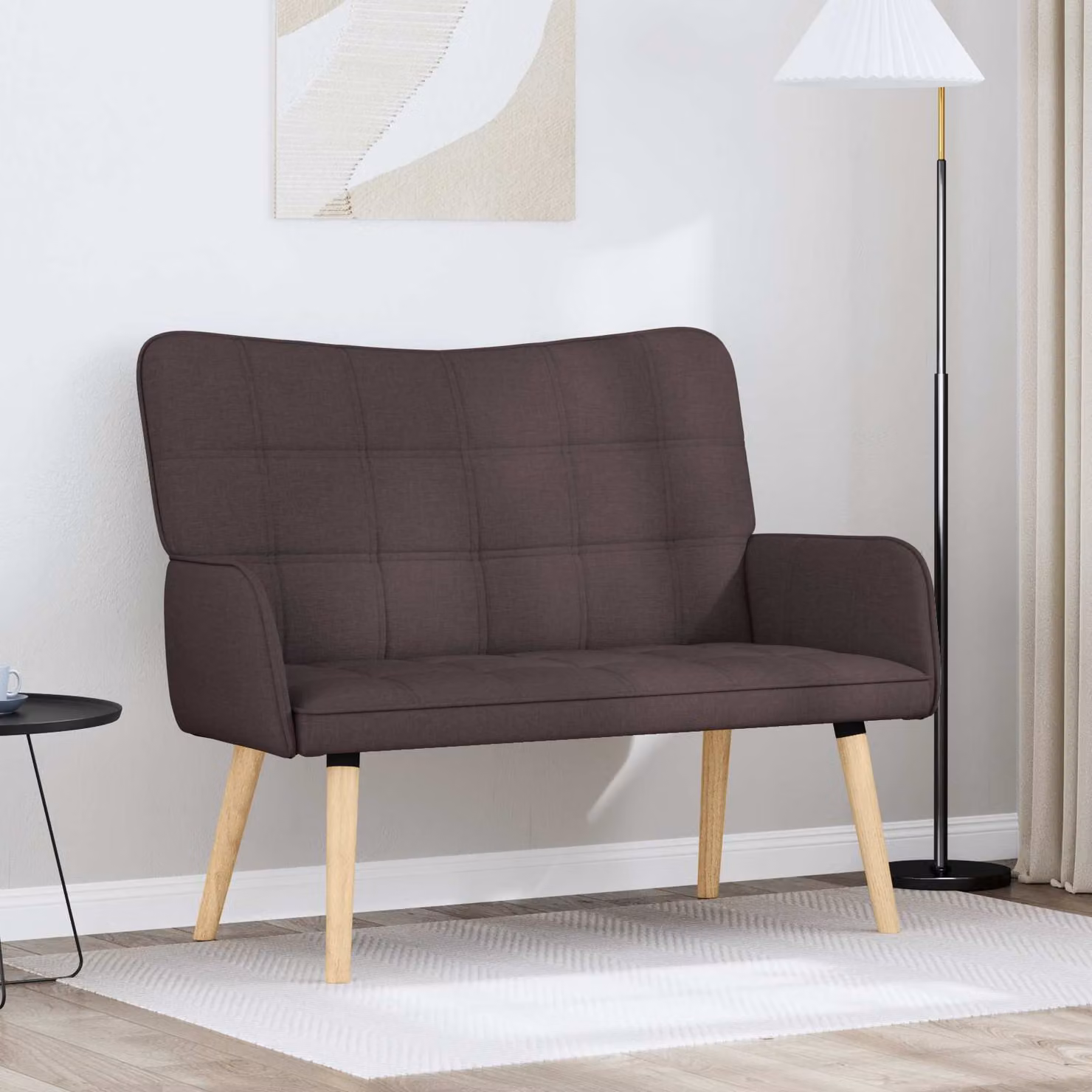 Divano a 2 posti vidaXL in tessuto marrone con struttura mista L: 115 cm, P: 61 cm, H: 87 cm