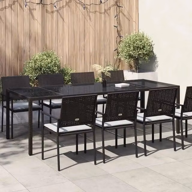 Tavolo da giardino quadrato in polyrattan marrone vidaXL resistente ai raggi UV