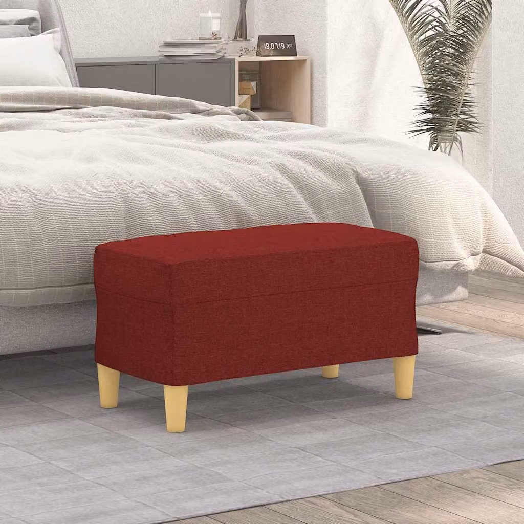 Panca vidaXL in tessuto rosso vino con struttura in legno, L 70 x P 35 x H 41 cm