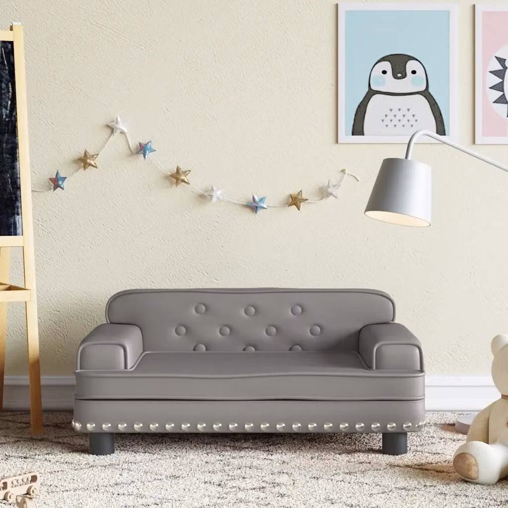 Divano moderno per bambini in similpelle grigio L: 70 cm, P: 45 cm, H: 30 cm – 2