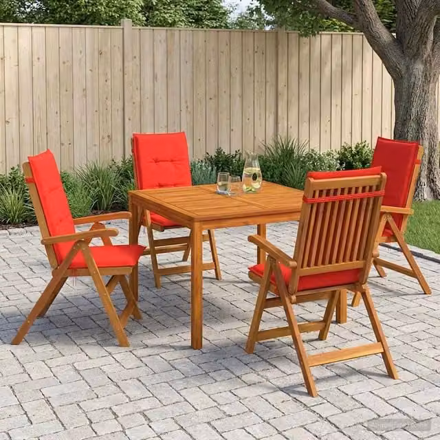 Set da Pranzo per Giardino Naturale Legno di Acacia Massello 3434618