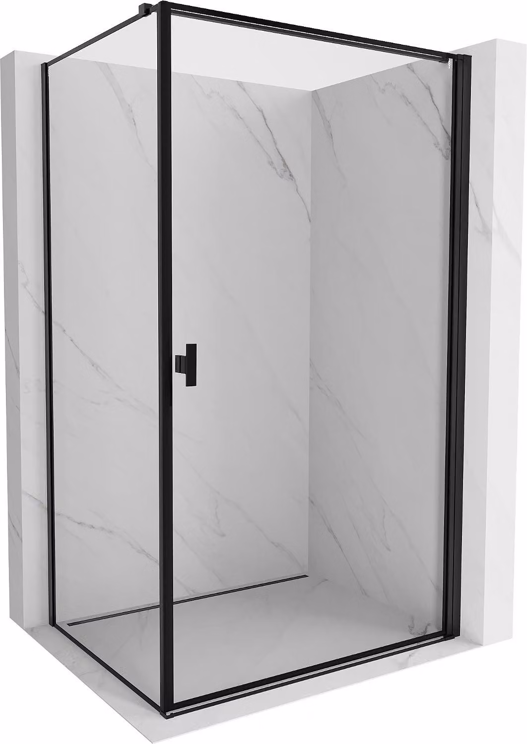 Mexen Mist-B cabina doccia battente destra 90 x 100 cm, cornice nera, nera - 8A2T-090-100-70-70-P