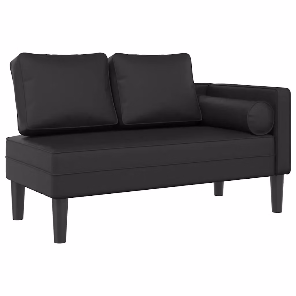 Sdraio moderna vidaXL in legno massiccio con cuscini in similpelle nera per giardino e soggiorno – 2