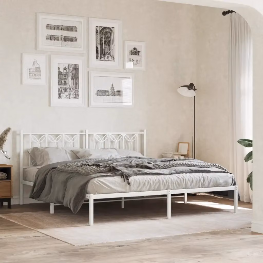Letto matrimoniale con testiera in metallo bianco DESIGN IN L/P/H: 187 x 183 x 213 cm – 2