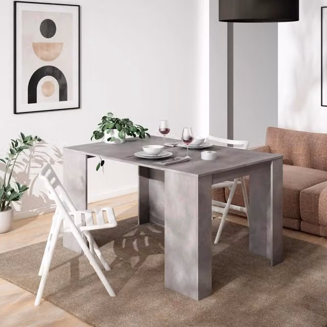 Consolle allungabile, 140x90x77cm, Per 6 persone, Tavolo da pranzo, grigio grigio cemento RF2614