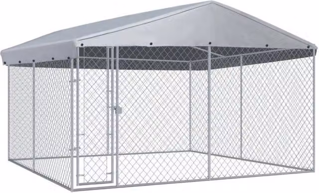 Recinto da esterno con copertura Ezooza Shiba in acciaio galvanizzato e plastica, colore grigio, L/P/H: 382 x 382 x 225 cm